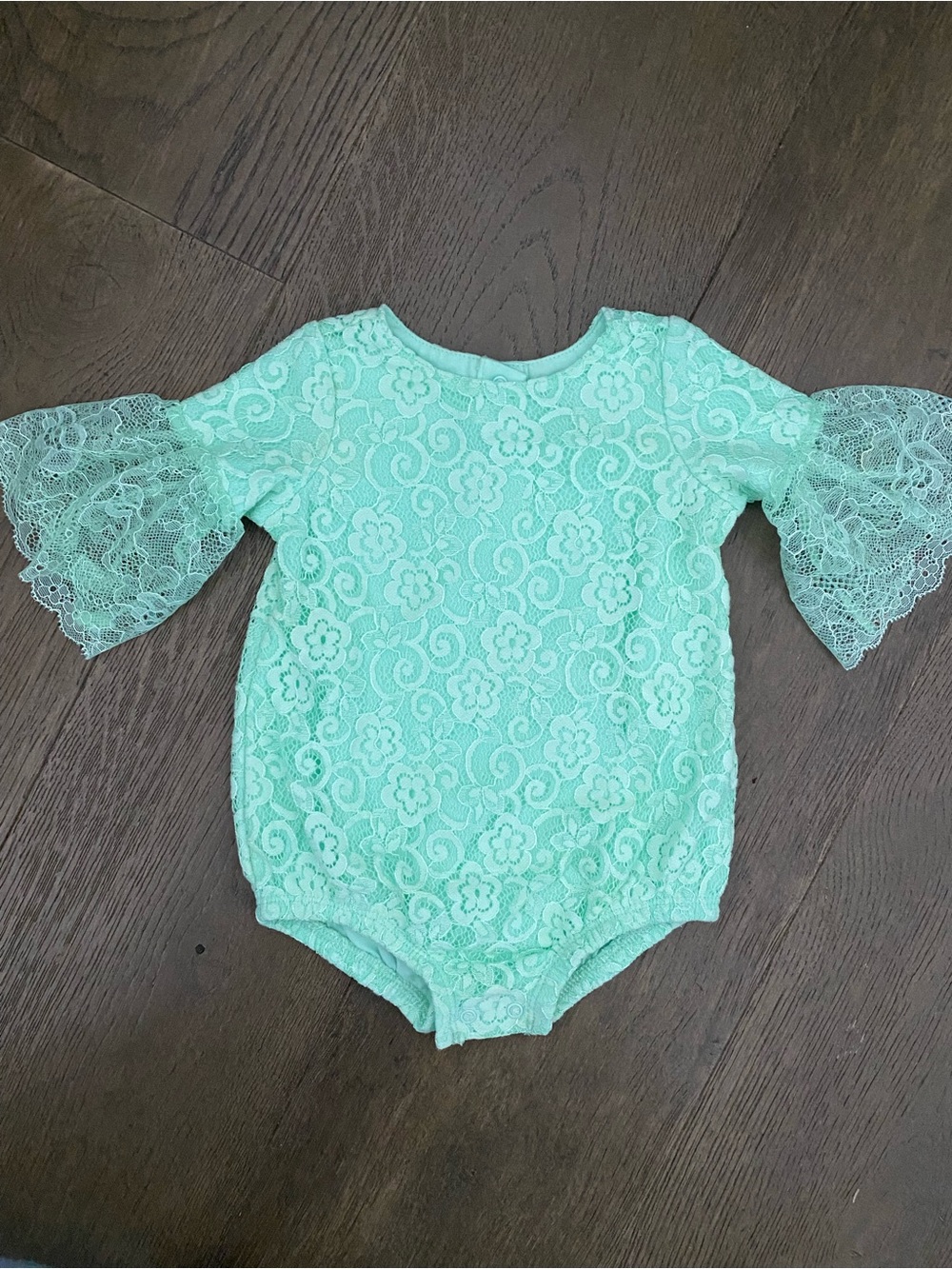 Cat & Jack Mint Lace One-Piece with Flutter Lace Sleeves